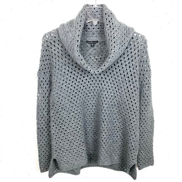 James Perse Open Knit Marina Cowl Neck Sweater Wool Alpaca Blend Grey Size 2 - Picture 2 of 10